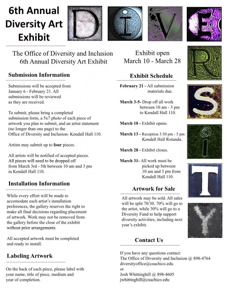 Flier for 6th Annual Diversity Art Exhibit courtesy of the Office of Diversity and Inclusion.