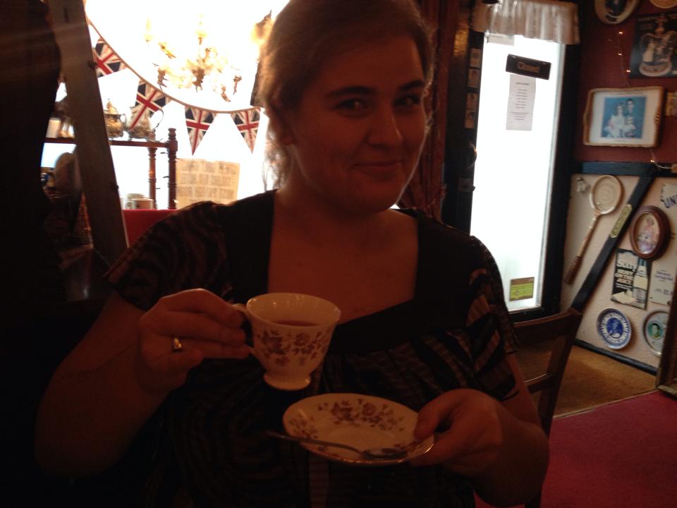 Michelle Manera stops at The Tea Cozy in Brighton, England. Photo courtesy of Michelle Manera.
