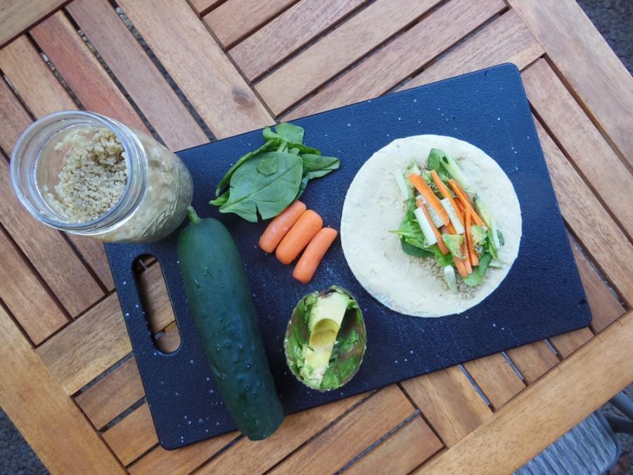 This wrap is loaded with vegetables and protein from quinoa. Photo credit: Christina Saschin