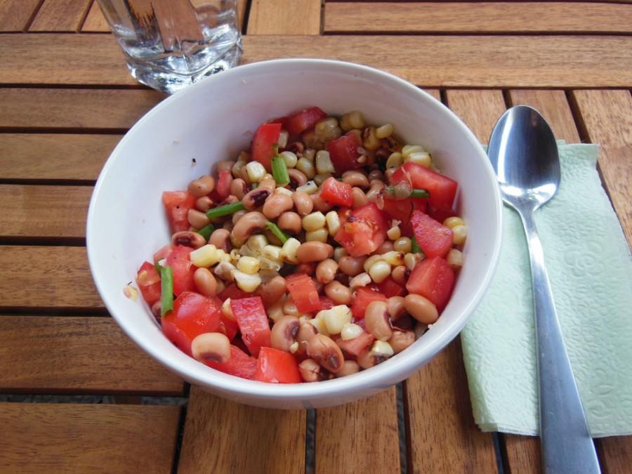 A grilled corn and black eyed-pea salad is perfect for dinner after Thursday Night Market. Photo credit: Christina Saschin