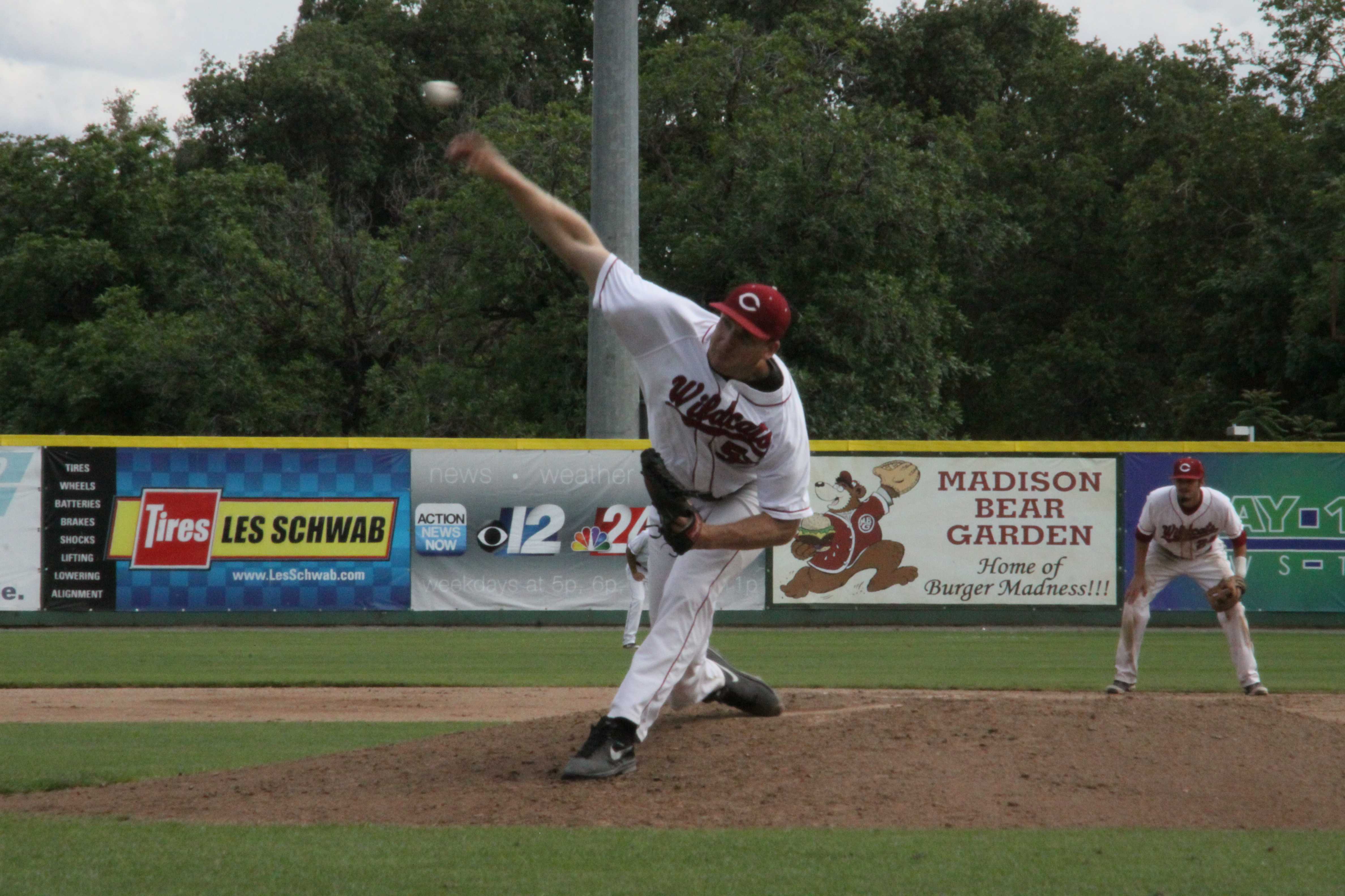 Sophomore Brad Lohse delivers in a game earlier this season. Photo credit: Salahadin Albutti
