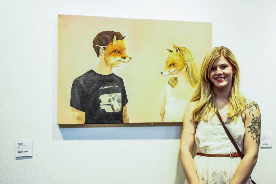 Ashley Penning, winner of the Deans Award, at the 59th annual juried exhibition. Photo credit: Chelsea Jeffers