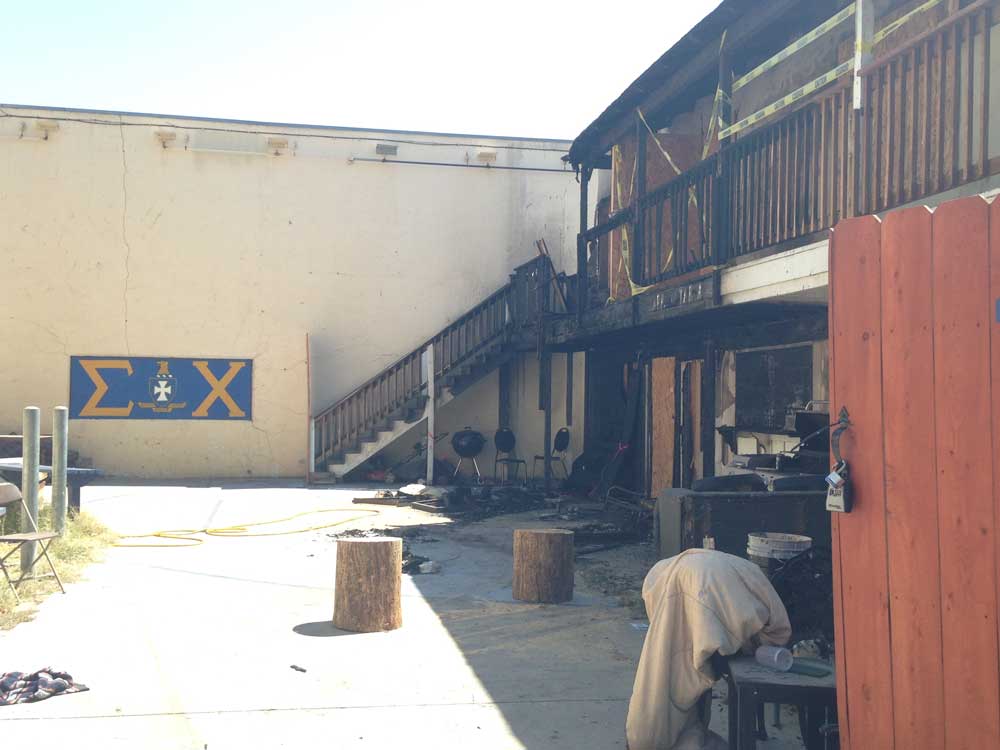 Frat house burns and parties rage Thursday night