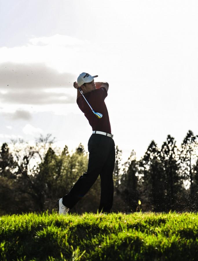 Chico State golfer Lee Gearhart swings earlier this year. Photo credit: Emily Teague