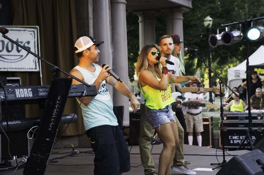 Mystic Roots Band keeps the reggae alive and kicking during Friday Night Concert in the City Plaza. Photo credit: Brandon Foster