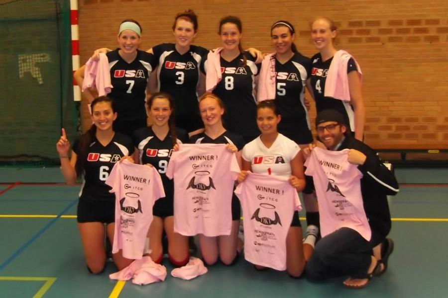 Former Chico State volleyball player Sable Villaescusa (No. 9, bottom row second from left) spent time playing for a USA amateur team after her days as a Wildcat. Photo courtesy Sable Villaescusa