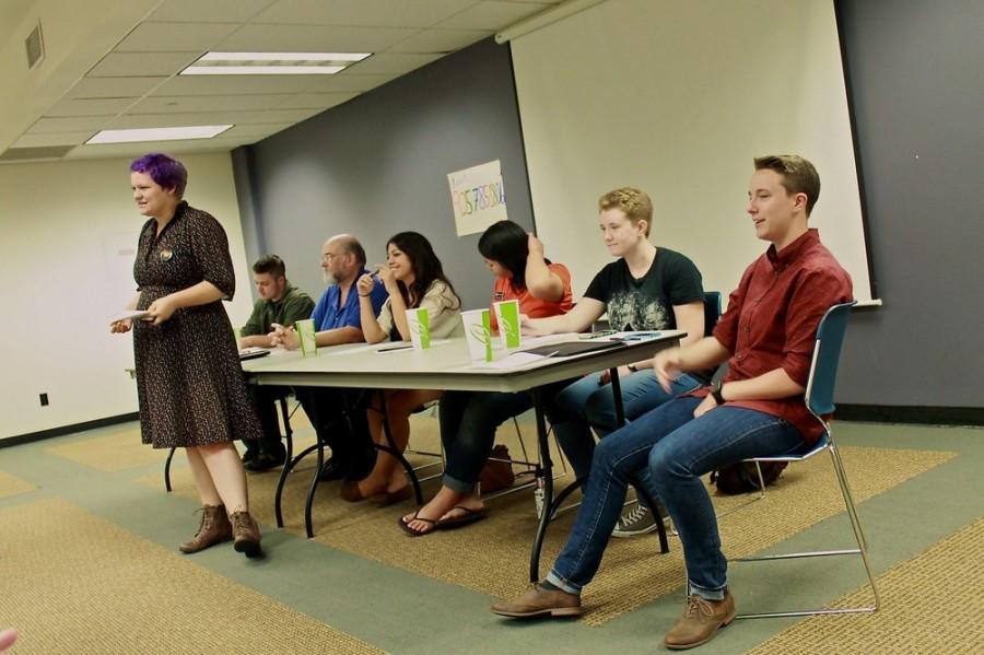 LGBTQ+ Program Coordinator, Eliza Dyer, introduces the panel to kick off Queer Week here at Chico State.