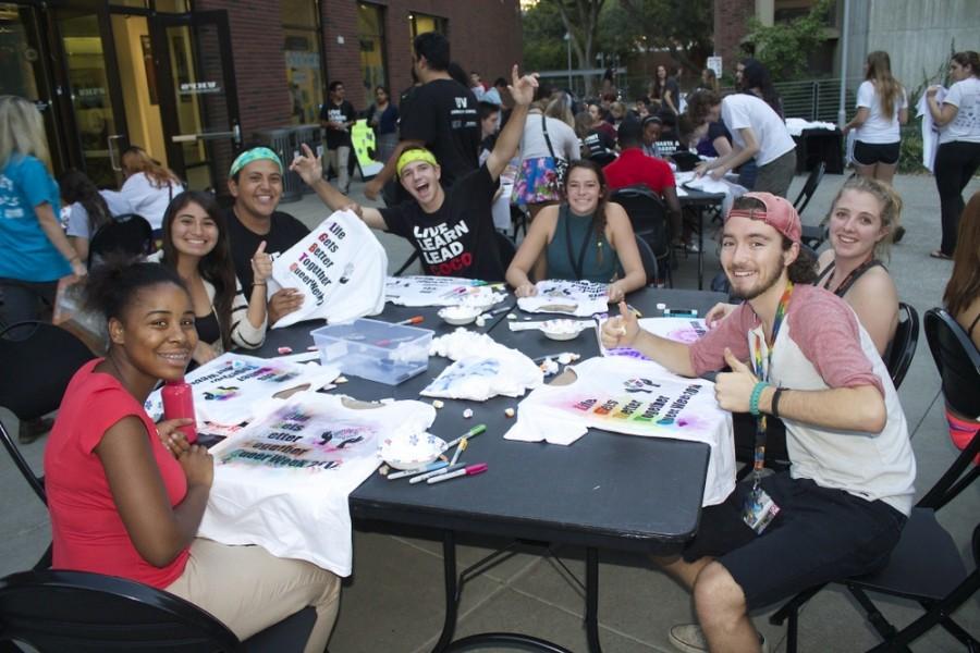 Chico State students were having fun tie dying their tee-shirts at Sutter Commons.