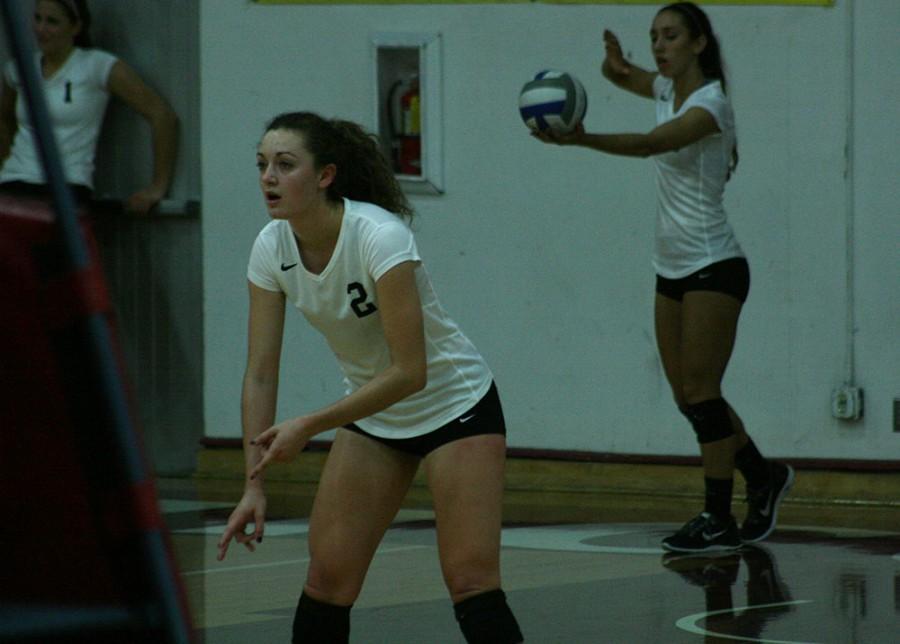 Ellie Larronde gets ready for an upcoming serve for Chico State on Friday night. Photo credit: John Domogma