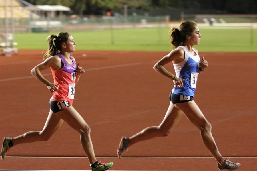 Former Chico State distance runner Kara Lubieniecki, left, competes in a race. Photo Courtesy Gary Towne