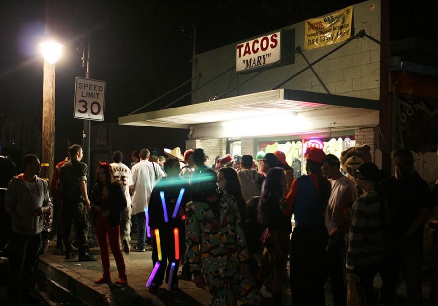 Tacos MARY was the fuel stop for many party goers on friday. Photo by John Domogma. 