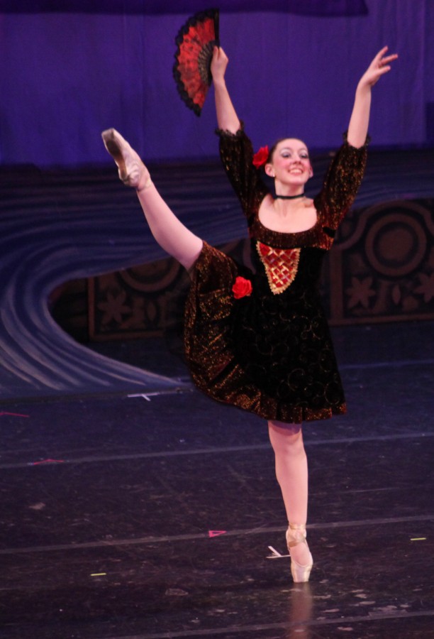 Sofia Allmon dazzles as a Spanish dancer in Chico Community Ballets The Nutcracker, staged until Dec. 7 in Laxson Auditorium. Photo credit: John Domogma