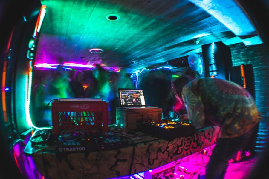 Long exposure in a club.