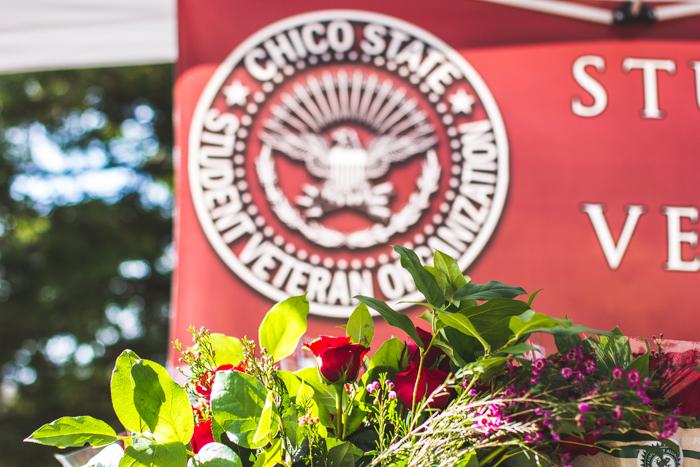 Chico State's Student Veteran Organization helps sell roses and bags of candies in the gauntlet at Chico State, Feb. 13, 2015. Photo credit Trevor Yale Ryan