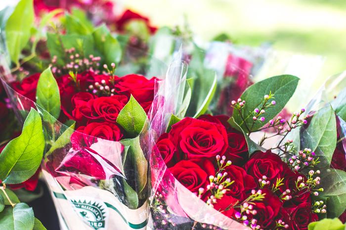 Roses for sale by Chico State's Student Veteran Organization in the gauntlet at Chico State, Feb 13, 2015. Photo credit Trevor Yale Ryan