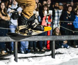 Snowboarders compete in Soul ids rail jam competition in Downtown Chico. Photo credit Trevor Ryan