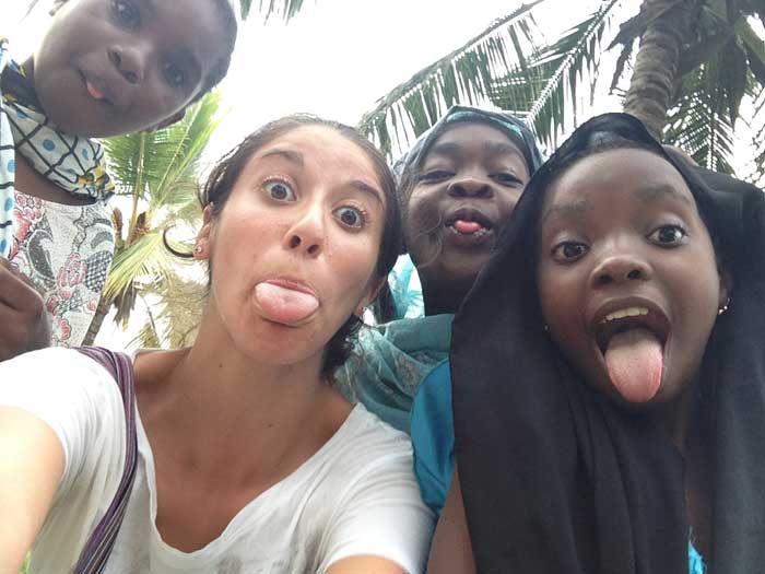 Jeanette Adame, junior history major, taught English to young children in the Zanzibar region of Africa. Photo courtesy of Jeanette Adame.
