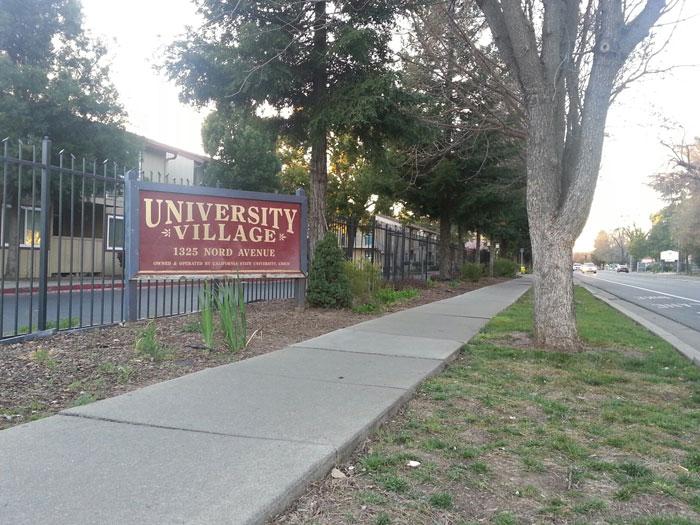 A Chico State student was arrested on suspicion of drug sales and possession at University Village, located on Nord Avenue, Photo credit: Brittany Mcclintock