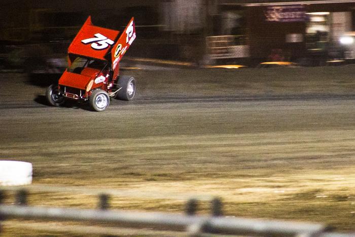 The number 75 car jumped to an early lead . Photo by Trevor Ryan