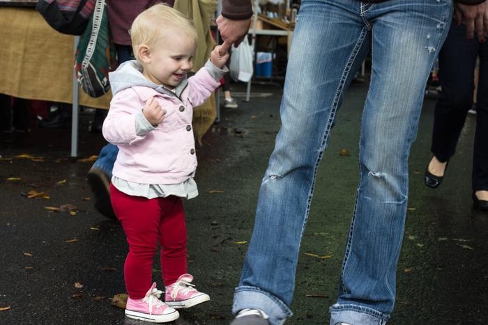 Ben and Elyse Fontanas 15-month-old daughter Charlotte shows off her moves at the farmers market.