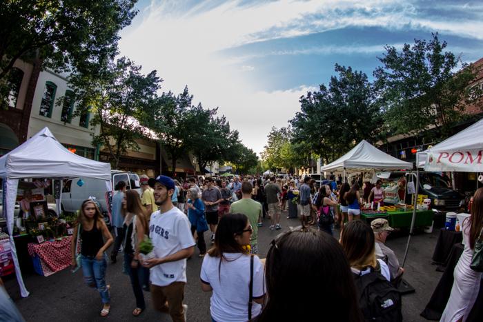 There was a good turn out at one of the last Farmers Markets before the semester ends. Thursday, April 30. Photo by Trevor Ryan