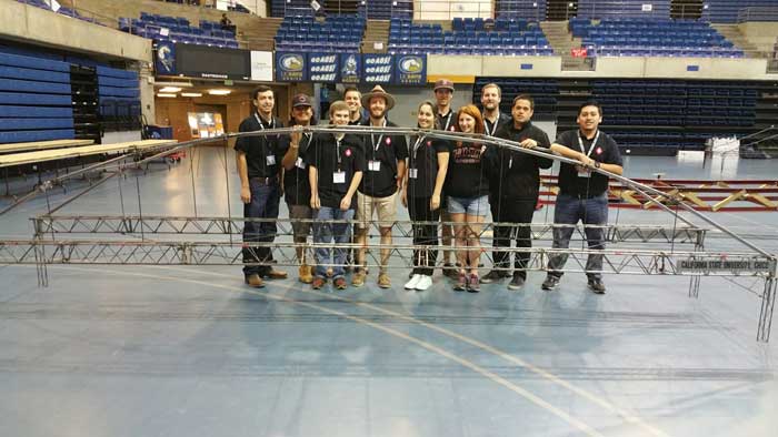 Victoria Goernert, a senior civil engineering major (fifth from the right), has participated in the Steel Bridge Competition for the past two years. Photo courtesy of Victoria Goernert.