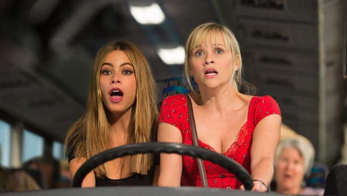 Sofia Vergara and Reese Witherspoon play a mismatched pair on the run in Hot Pursuit. Courtesy of Warner Bros. Pictures