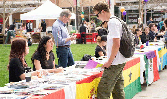 March 2 - The Study Abroad fair is taking place in the quad outside of the BMU. Students can ask questions regarding the different programs and services. (Photo credit: Aurora Evans). 