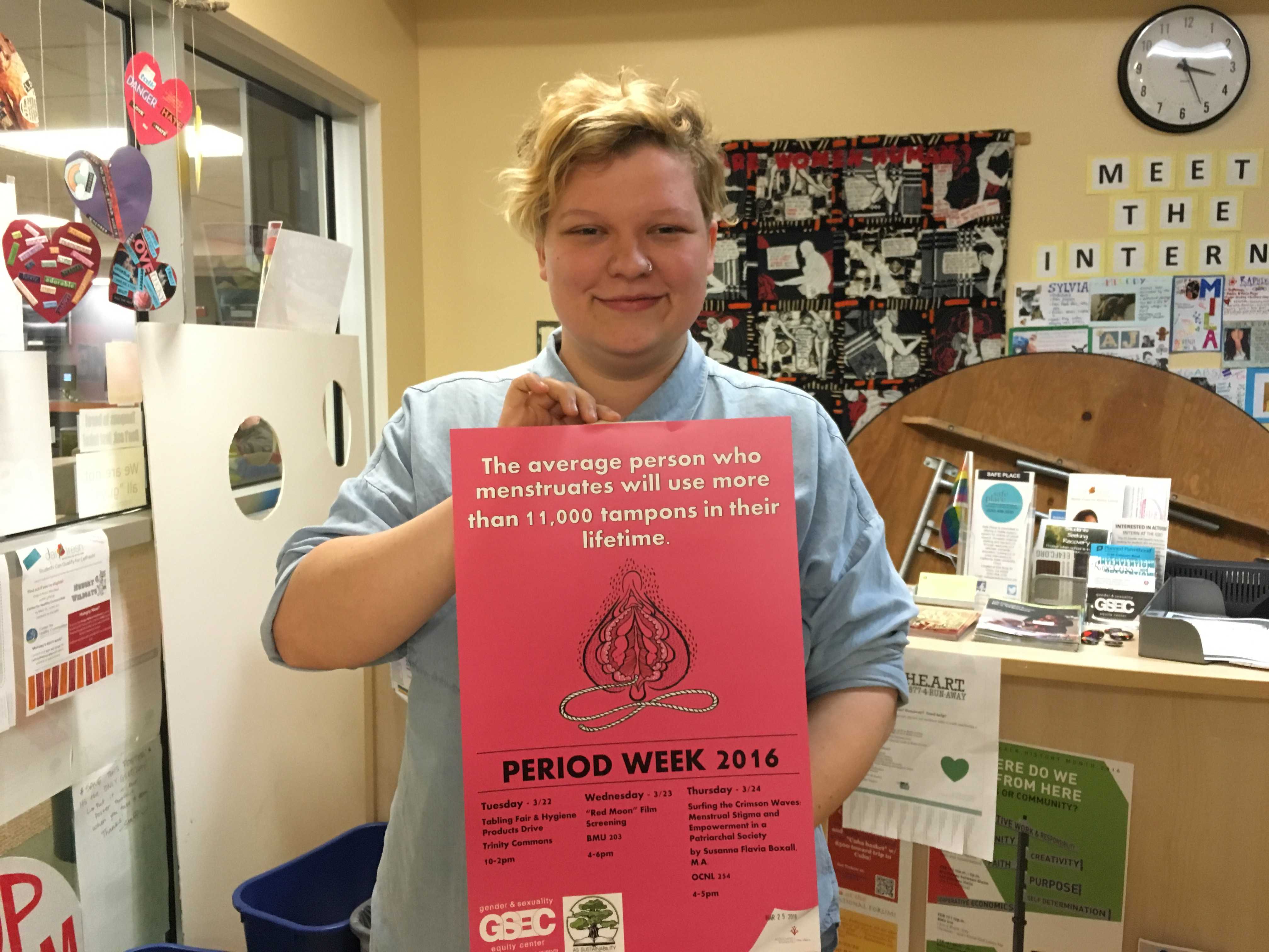 eliza dyer, the director of GSEC hopes that Period Week will educate people about menstruation and sustainable practices. Photo credit: Christine Zuniga