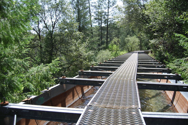 One of the metal walk ways at the flumes in Paradise. Photo credit: Michael Arias