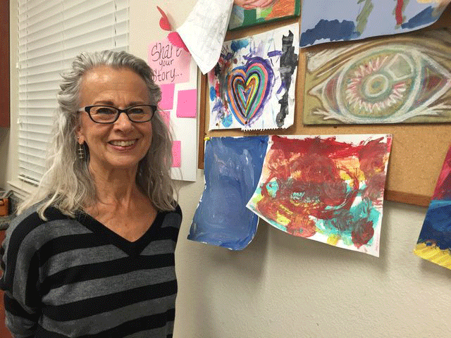 Pat Macias, board president for The Museum of Northern California Art and art teacher at Torres Community Shelter. Photo credit: Carly Plemons