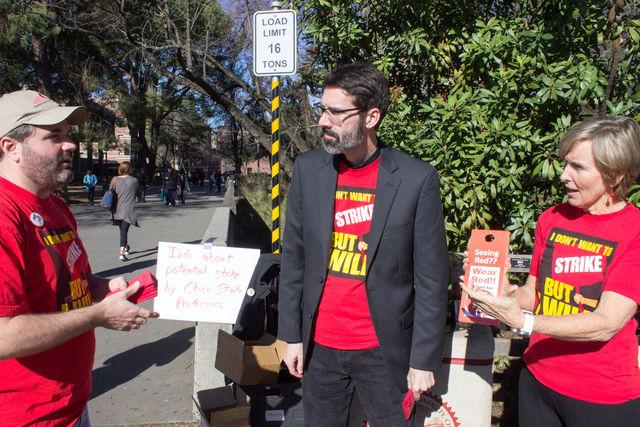 Chico State faculty shared information about the strike earlier this year. Photo credit: Ryan Corrall