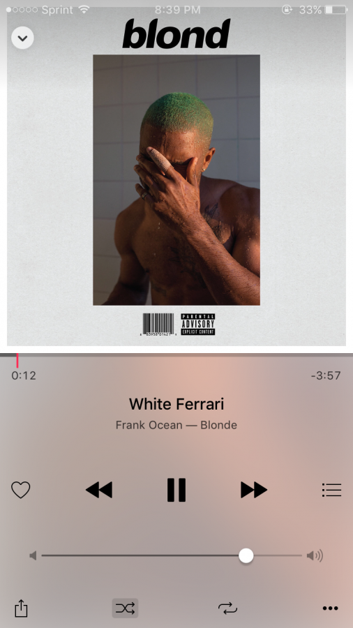 Screenshot of Frank Oceans song White Ferrari. Photo credit: Carly Plemons