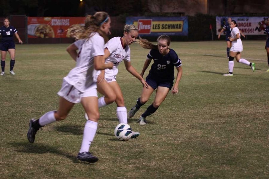 Chico State womens soccer won their first game in double overtime on Sept. 1. Photo credit: Allisun Coote