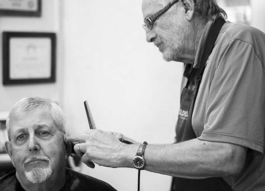 Bruno, Wild Cuts, giving a nice old man haircut. Photo credit: Jordan Rodrigues