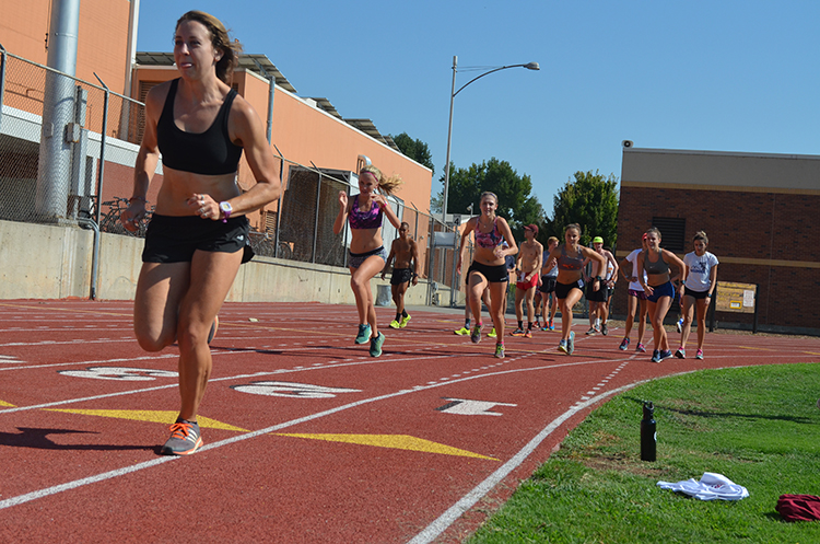 Sadie Gastelum leads the womens cross country team during the Cats practice. Photo credit: Jordan Jarrell