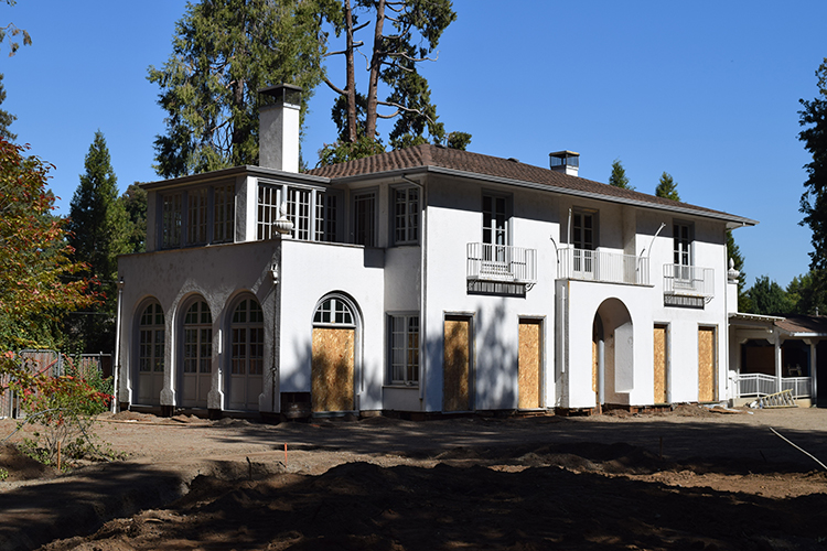 The Albert E. Warrens Reception Center was designed by Julia Morgan in 1922. The house is being renovated and restored so it can be used for university events. Photo credit: Matt McCarthy