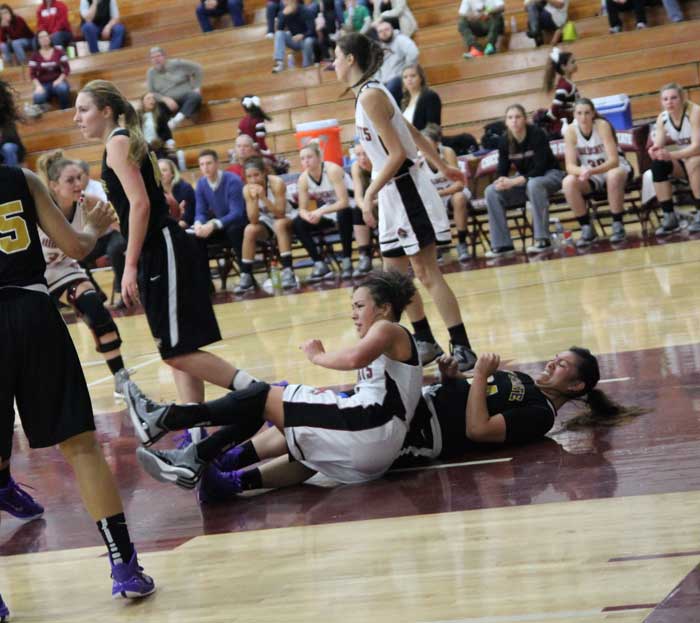 Junior guard Whitney Branham looks for the ball after being fouled. Photo credit: George Johnston