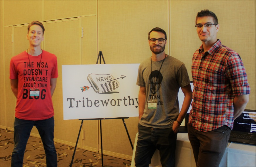 Left to right: Jared Fesler (Brand Manager), Chase Palmieri (CEO), Austin Walter (Lead Developer) of Tribeworthy. Photo courtesy of Chase Palmieri