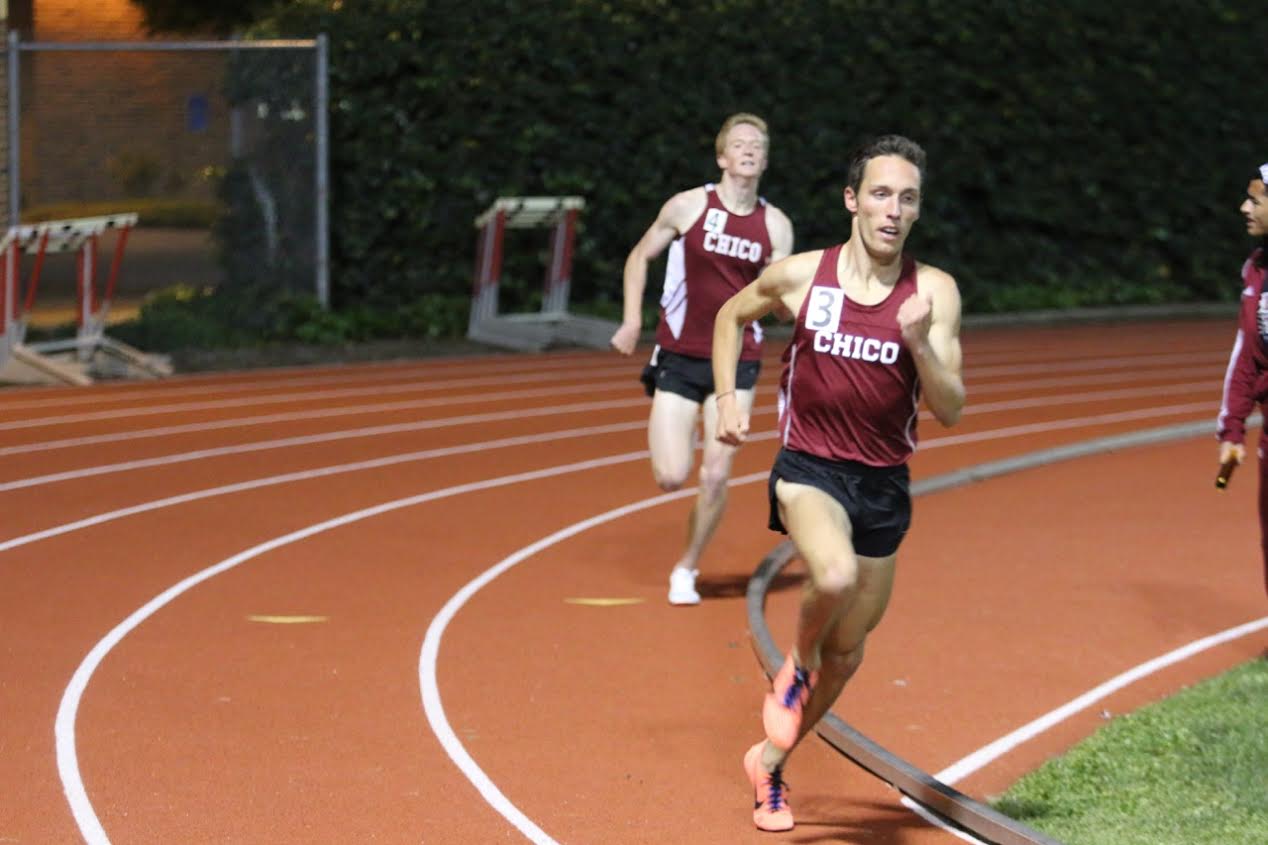 Kyle Medina takes control of first place in a race at Chico State - Courtesy of Gary Towne