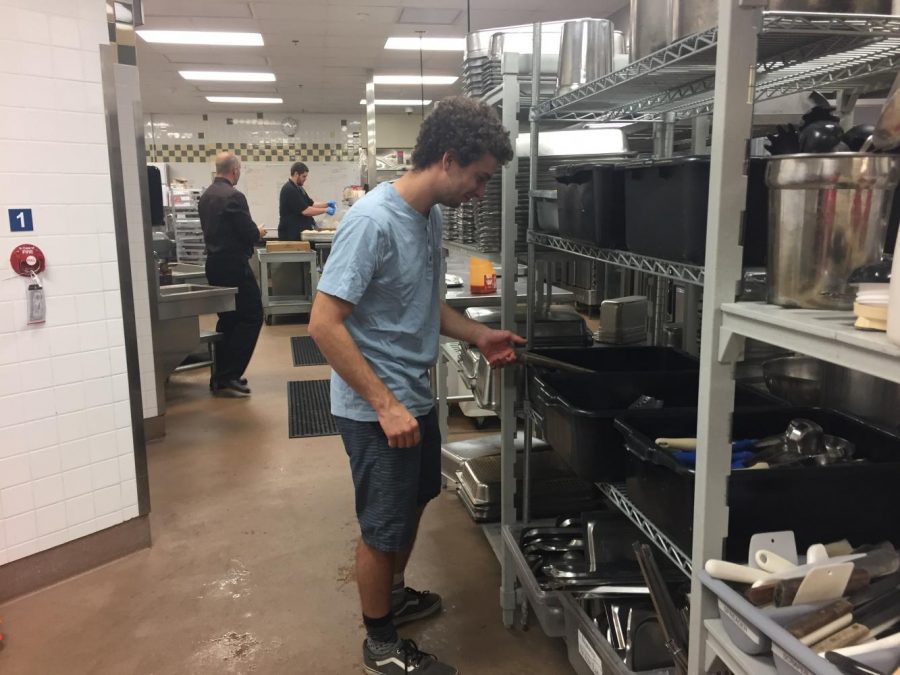 Reporter Alex Grant tours the dining hall kitchen Photo credit: Nicole Henson