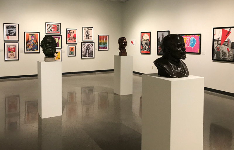 Revolutionizing the World? is a traveling art exhibit currently on display at the Jacki Headley University Art Gallery. Photo credit: Angel Ortega