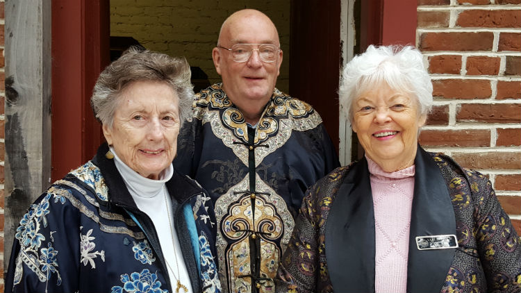 The docents of the temple in Oroville, from left to right: Jan Clay, David Knox, Lani Fridrich. Photo credit: Tisha Cheney