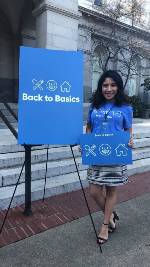 Karla Camacho was lobbying the morning after winning her award. Back to Basics is a student mental health and student housing insecurity campaign that Camacho has lobbied for in the past. Photo credit: Photo courtesy of Karla Camacho