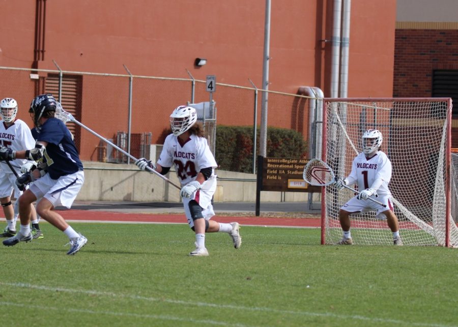 Chico+State+goalie+Gavin+Risbry+making+sure+no+goals+get+passed+him+while+Quinn+Gaebler+defends.+Photo+Courtesy+of+Shelly+Risbry