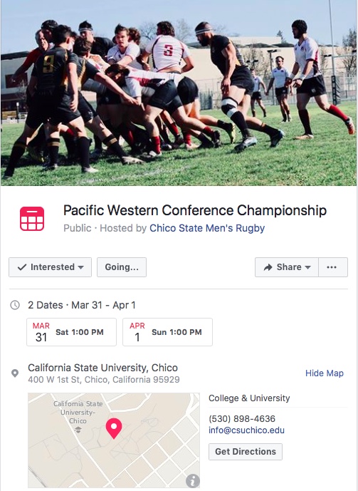 The Wildcats prepare to host Stanford Saturday at 1 p.m. 

Photo Courtesy of Chico State Mens Rugby Facebook