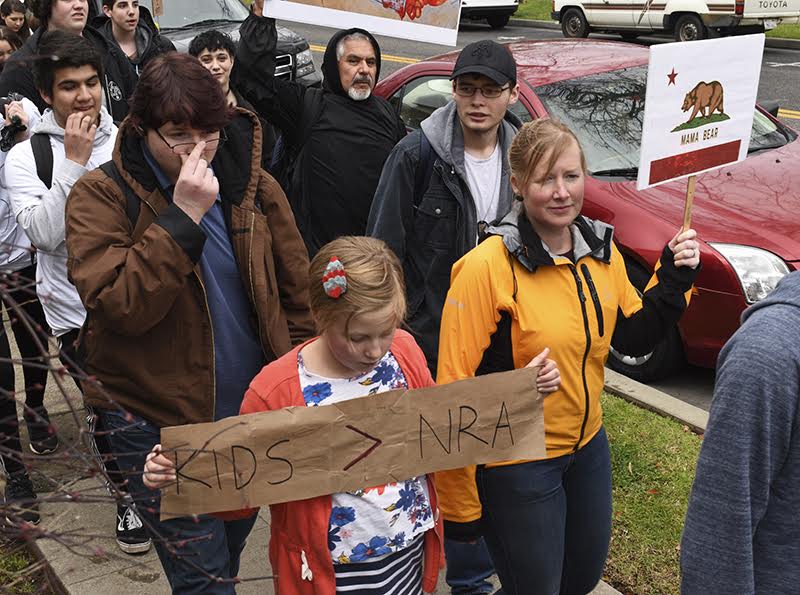 Students were joined by other children and parents who marched in solidarity of the protest.

