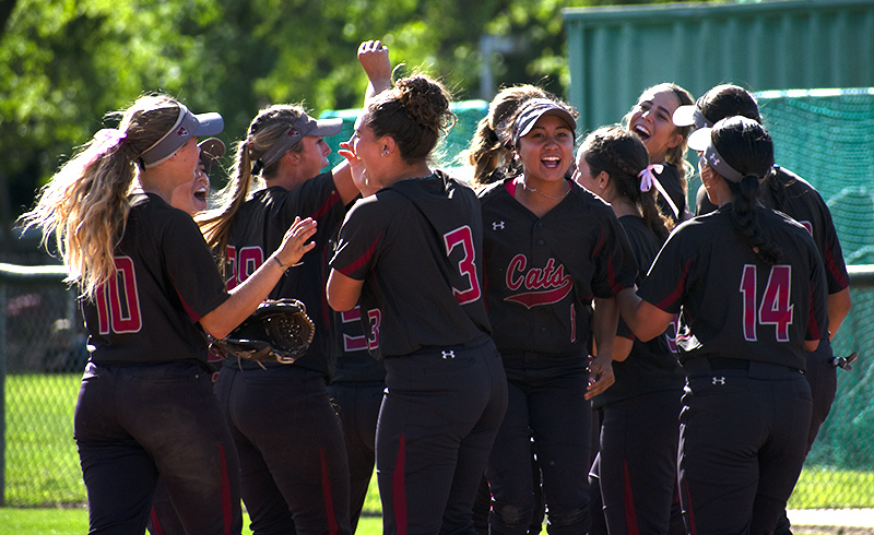 The Wildcats celebrate after clinching the No. 1 spot in their conference. Photo credit: Martin Chang