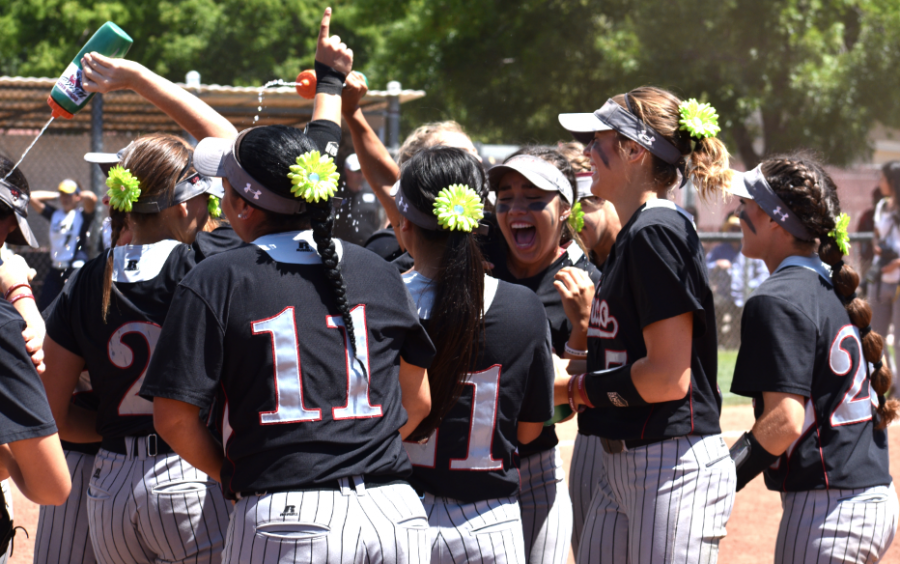 Chico State softball celebrates their NCAA West Regional Title Saturday. Photo credit: Martin Chang