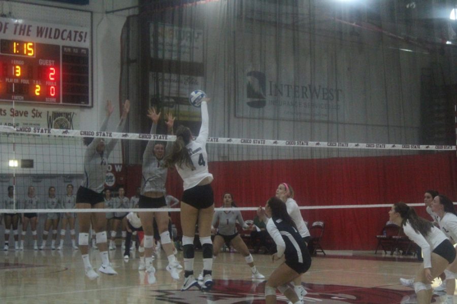 Chico State's #14 Kennedy Rice attempts to score a point against San Francisco State on Friday Photo credit: Ricardo Tovar